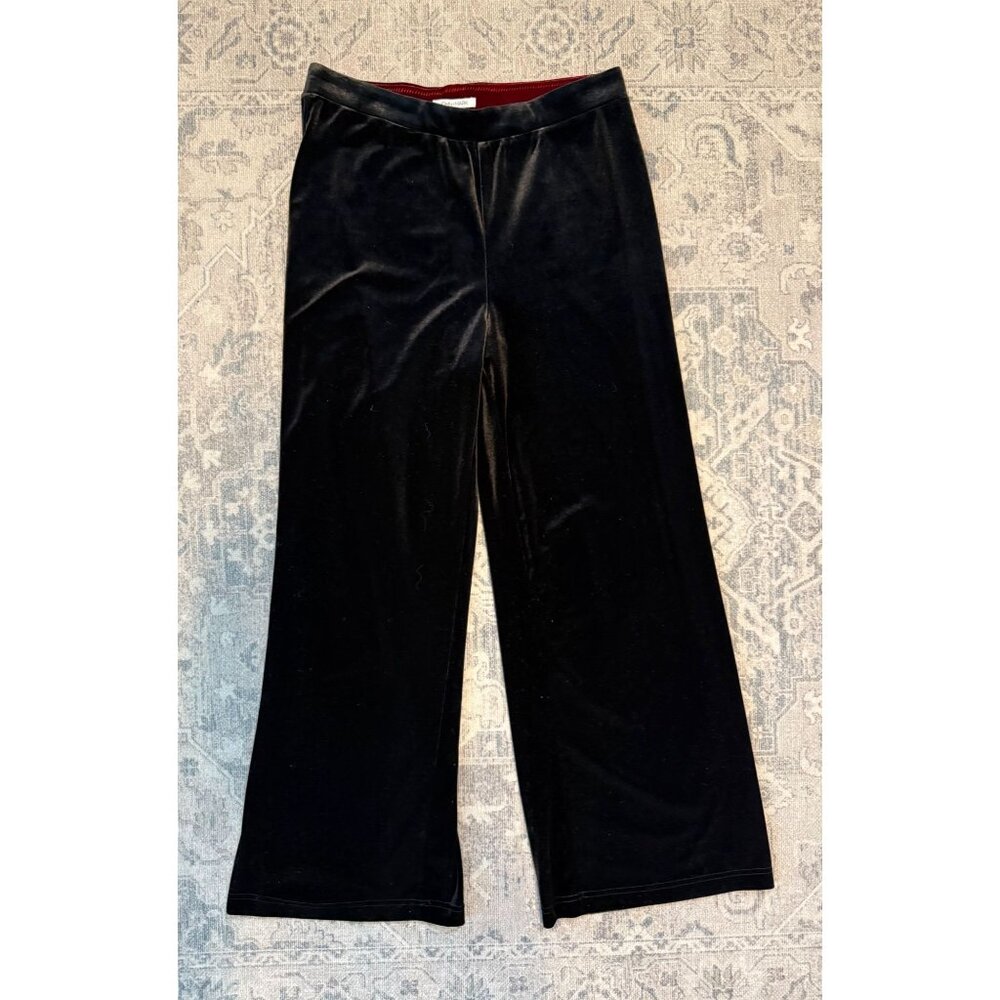 John Mark Women's Black Velvet Wide Leg  Pull On Pants Size 12 Stretch Whimsy